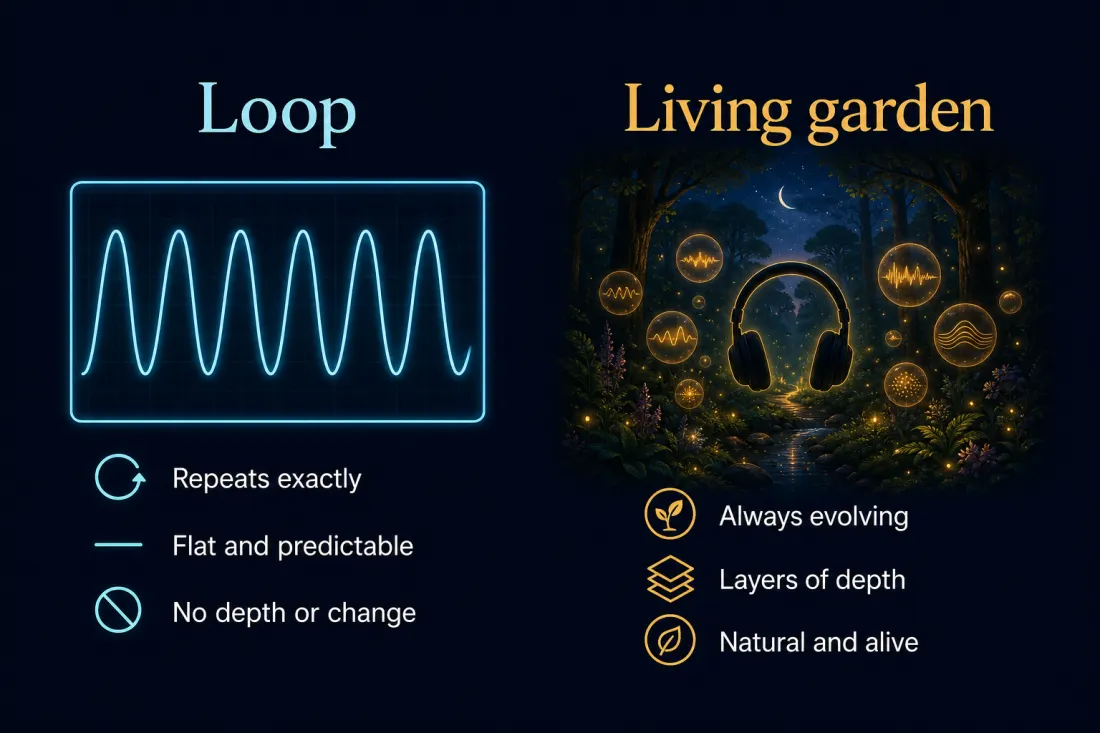 Earth never loops on a seam. Neither should your calm room.