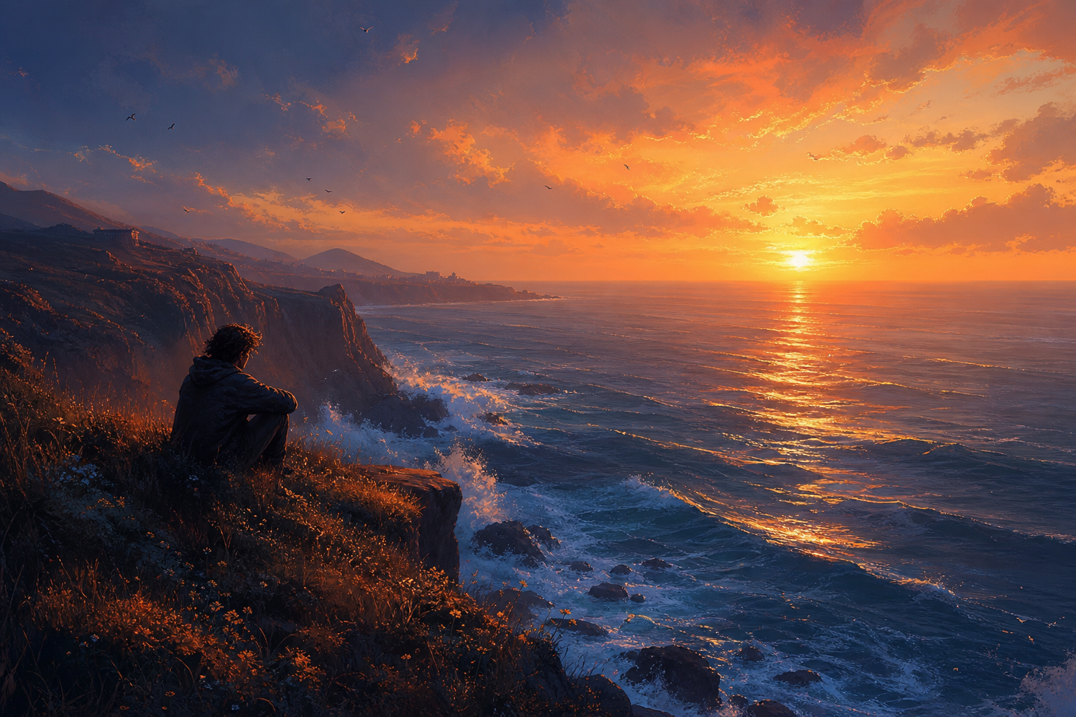 Coastal horizon — distant breakers and deep rumble.